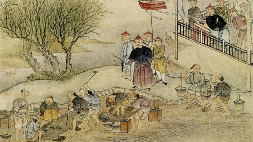 Lin Zexu mengawasi penghancuran opium. (©wikimedia)
