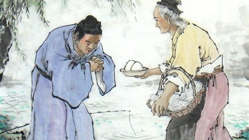 Hanxin menerima makanan dari seorang Ibu tua ( Kredit: tansinh.net)