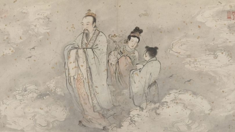 Penggambaran Dewa Keberuntungan dan para pengiringnya, berdiri di antara surga (Image: Zhang Lu (1464–1538) via Wikimedia Commons Public domain)