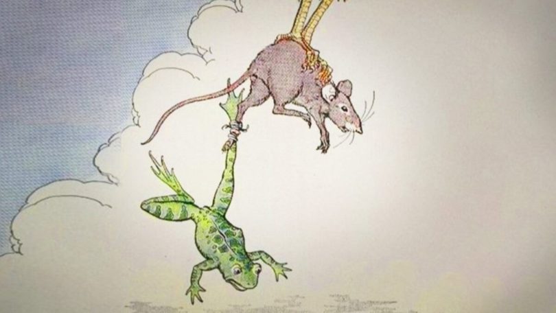 “The Frog and the Mouse” diilustrasikan oleh Milo Winter, dari “The Aesop for Children,” 1919. (Via theepochtimes)