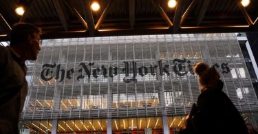 Gedung New York Times di Kota New York pada 31 Agustus 2021.
